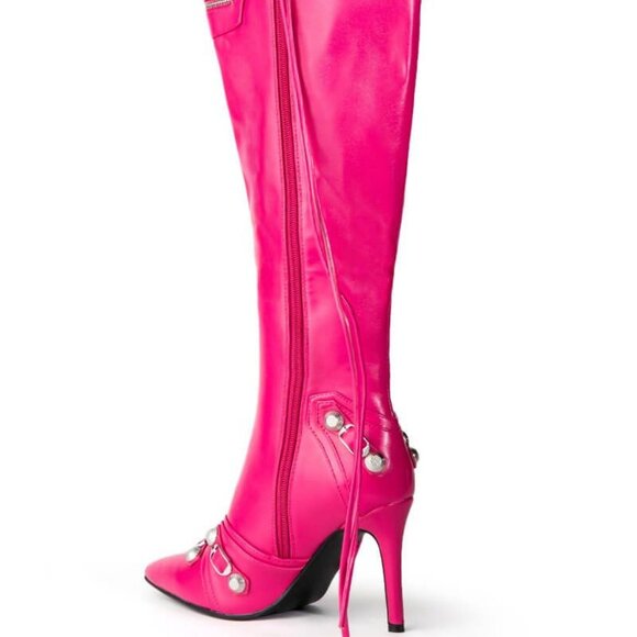 AZALEA WANG " NO STRINGS ATTACHED " STILETTO BOOT IN FUCHSIA ( BRAND NEW !! ) - Picture 3 of 7
